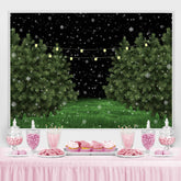 Lofaris Snowy Winter Nights Green Pine Trees Backdrop